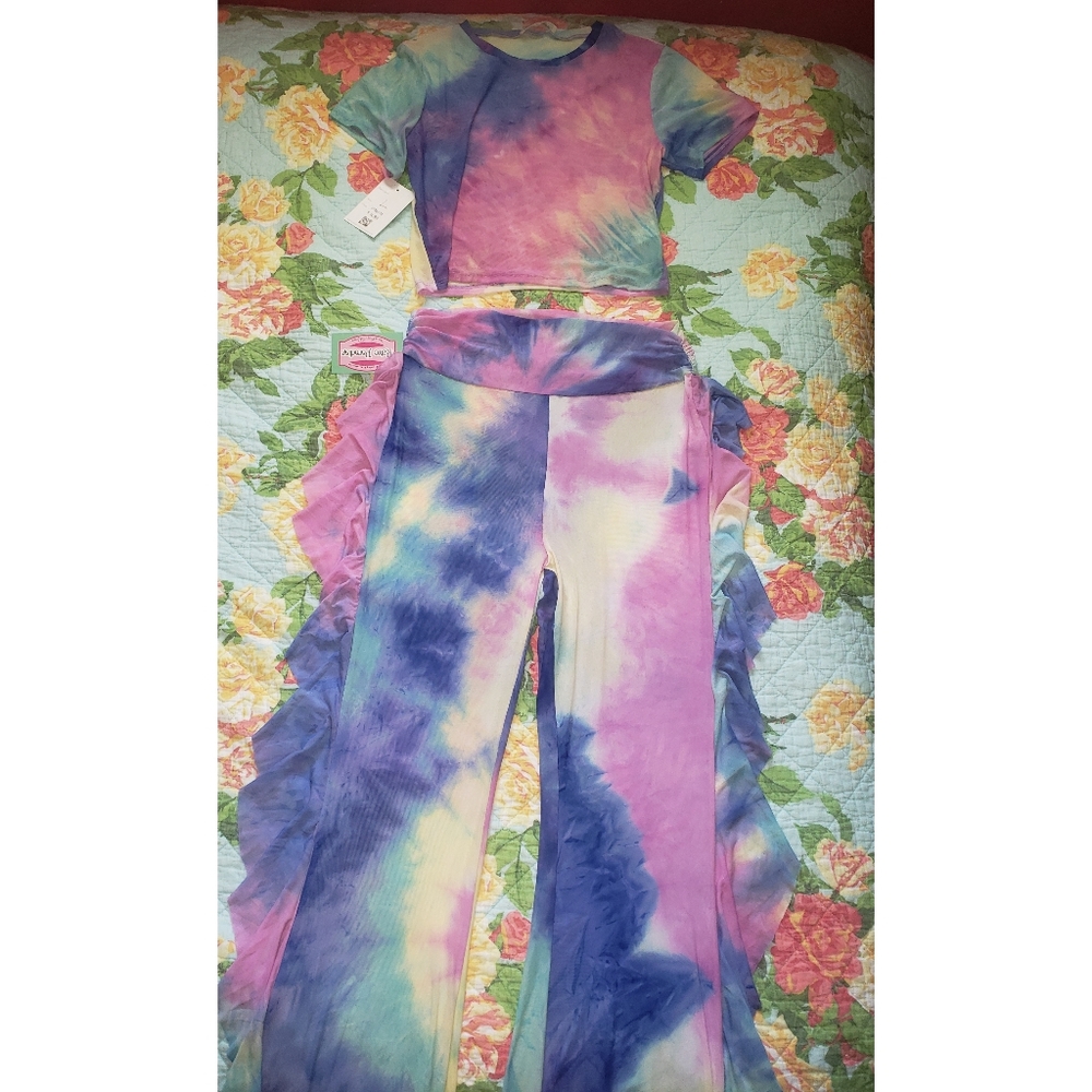 Matching 2 piece mesh tie dye set